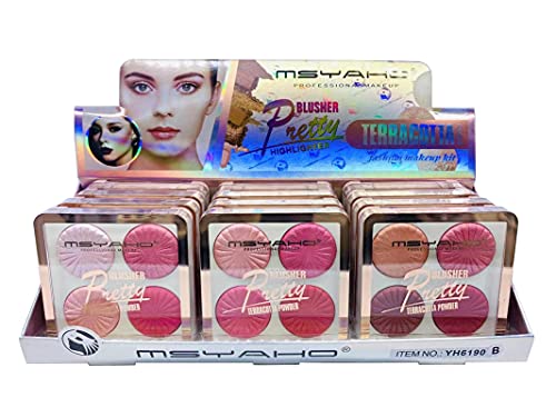 NC MSYAHO Highlighter Blusher Palette, Highlighter Blusher Palette Powder, Concealing Makeup Powder,Pack of 216