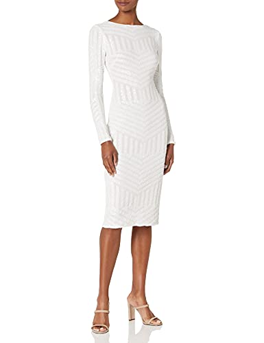 Dress the Population Women's Emery Long Sleeve Round Neck Low Back Bodycon Midi Dress