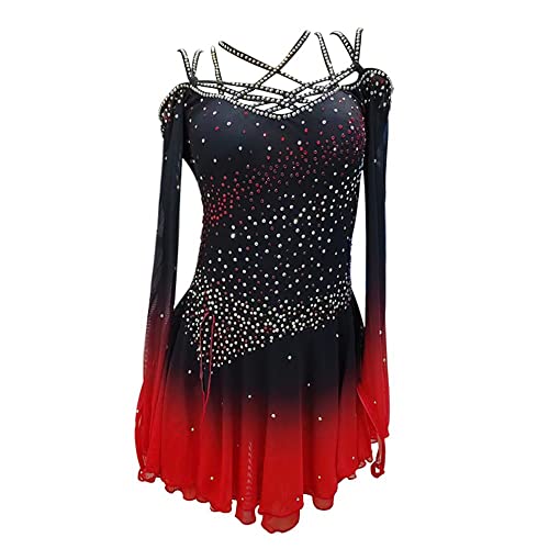 LIUHUO Ice Figure Skating Dress Gem Girls Long Sleeve Professional Competition Stage Show
