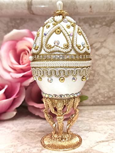 pierre lorren jewellery Unique Luxury Guardian Angel Russian Faberge Musical Jewelry Box NATURAL HANDCARVED Silk Interior Trinket HANDMADE 24K GOLD First Communion New born Christian Baby Gifts white