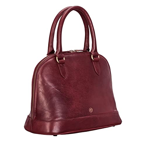 Maxwell Scott | Personalized Womens Luxury Leather Classic Purse Bag | The Rosa | Ladies Tote Shoulder Handbag | Wine Red