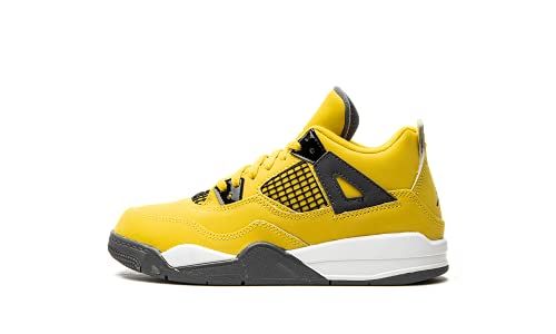 Nike Little Kid's Jordan 4 Retro Lightning Tour Yellow/Dark Blue Grey (BQ7669 700) - 13.5, Tour Yellow/Multi-color/Multi, 13.5 Little Kid