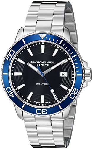 Raymond Weil Men's 'Tango 300' Quartz Stainless Steel Diving Watch, Color: Silver ; Dial Color - black-Toned (Model: 8260-ST3-20001)