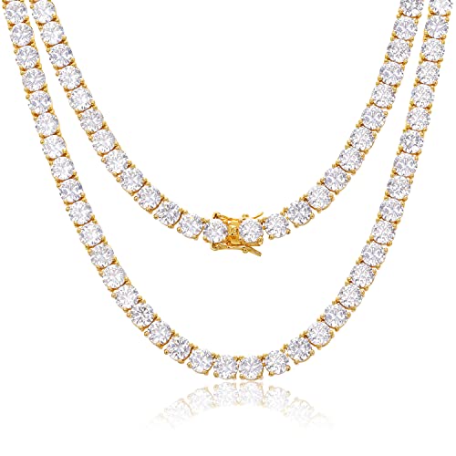 40.2Carat Moissanite Tennis Necklace Diamond Necklace for Men 18K White Gold Plated 925 Sterling Silver Women's Necklace Chains 4MM D Color VVS1 Moissanite Necklace with GRA Certificate 18-24 inch