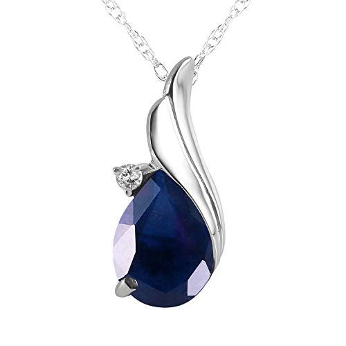 Galaxy Gold GG 2.53 Carat 14k Solid White Gold Necklace with Natural Diamond and Sapphire