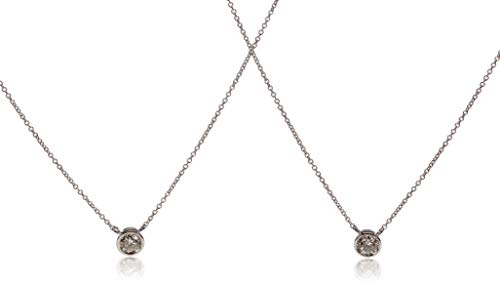 Amazon Collection 14k Gold Bezel Set Solitaire Adjustable Pendant Necklace, 16