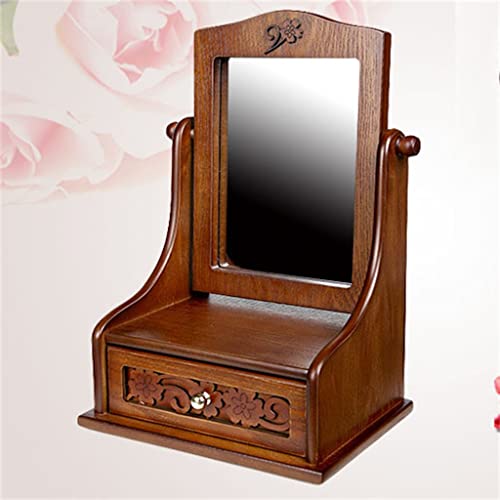 LDCLHG Table Top Makeup Reversible Wooden Vanity with Jewelry Storage Box Drawer