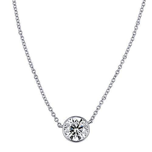 The Diamond Channel Certified NATURAL Diamond 14 Karat Solid Gold Bezel Set Diamond Necklace, Diamond Necklace for Women, 14 Karat Solid Gold Diamond Necklace