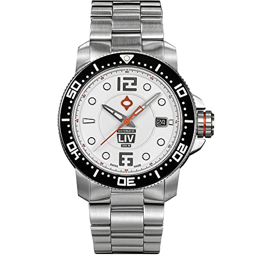 LIV GX-Diver's 41MM Swiss Automatic -1000 Feet Water Resistant -Surgical Grade 316L Stainless Steel - Unidirectional Ceramic Bezel - BGW9 Luminova - Scratch Resistant Sapphire Crystal - Dive Watches for Men