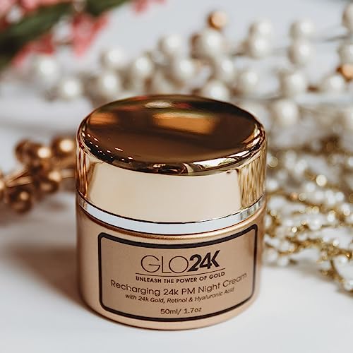 GLO24K Red Light Skin Rejuvenation Beauty Device for Face and Neck and GLO24K Night Cream.