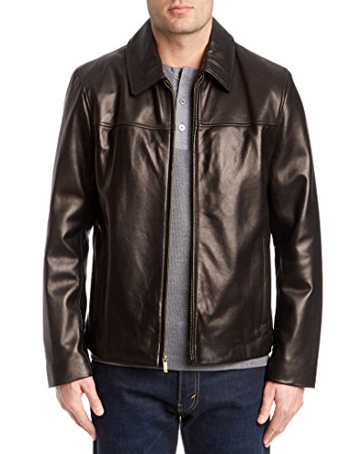 Cole Haan Men's Smooth Leather Collar Jacket