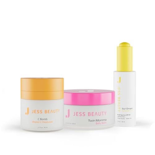 | Dehydrated Skin Kit Sun Drops SPF 50+ Sunscreen Dry Oil, 1 fl. oz, C Bomb Vitamin C Moisturizer, 1.7 fl. oz, Twin Momma Belly Balm 4.4 fl. oz