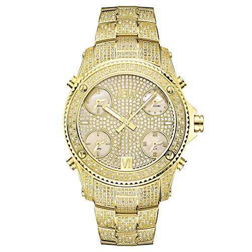 JBW Men's Luxury Jet Setter 2.34 ctw Diamond Wrist Watch with Stainless Steel Link Bracelet